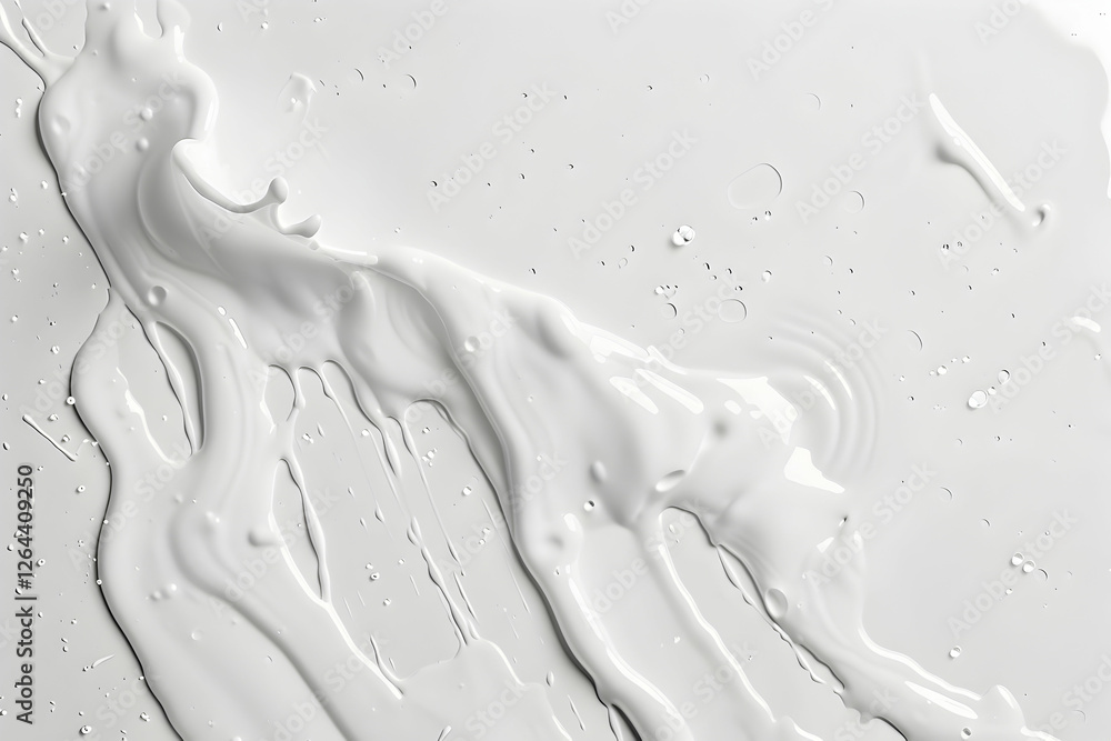 Poster abstract close-up of flowing white paint on a smooth surface, creating a textured and fluid appearan