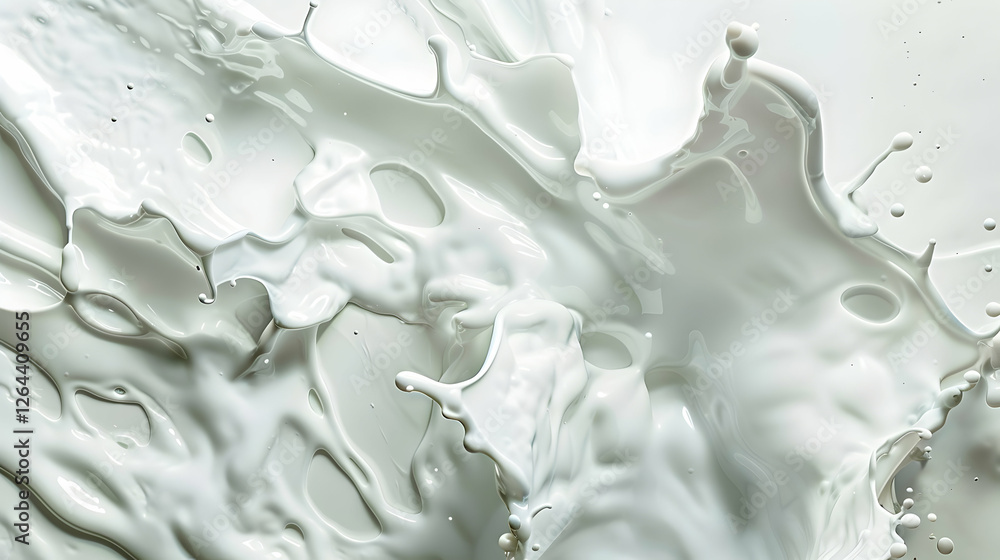 Poster abstract splash of white liquid creating dynamic patterns against a neutral background