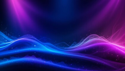 Obraz premium Abstract Purple and Blue Wave Background with Glowing Particles and Soft Light Effects