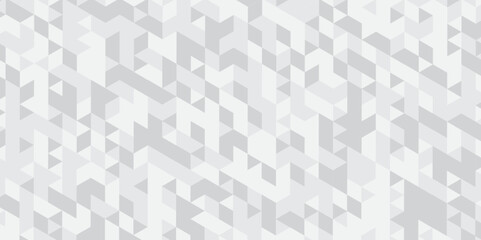 Abstract geometric white and gray background seamless mosaic and low polygon triangle texture wallpaper. Triangle shape retro wall grid pattern geometric ornament tile vector square element.	
