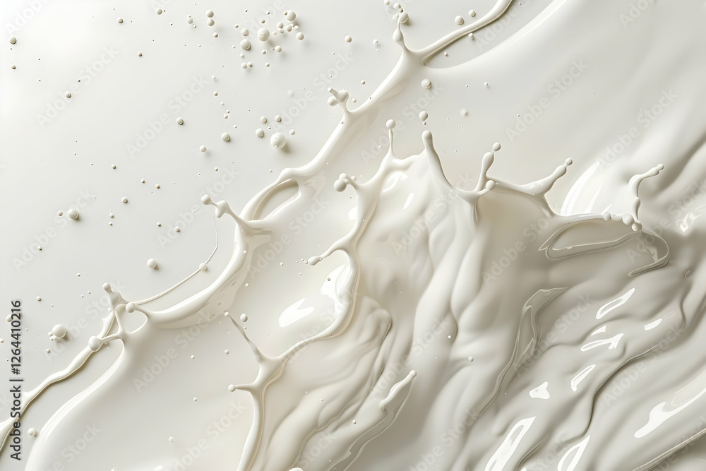Poster abstract close-up of creamy liquid splashing with dynamic movement against a soft background