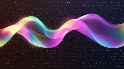 Holographic iridescent ribbon flying in air, pearlescent rainbow or unicorn blur tape, realistic vector isolated illustration. flowing wawy neon strip falling down