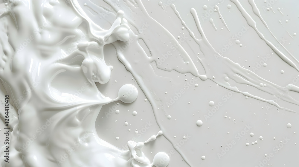 Poster smooth white paint splashes and drips creating an artistic texture on a light background