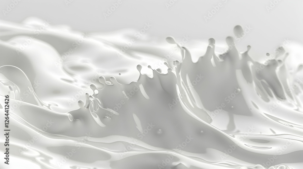 Poster white liquid splash creating dynamic shapes against a soft-focus background, ideal for creative proj