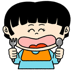 ごはんを食べる女の子のイラスト