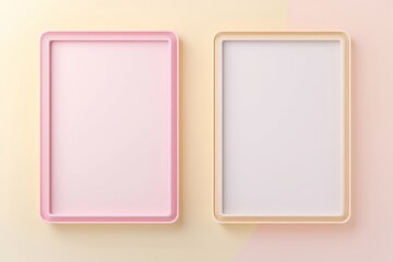 Neutral gradient background underlies a minimalist 3D wireframe mock-up with soft pastel borders, resting symmetrically.