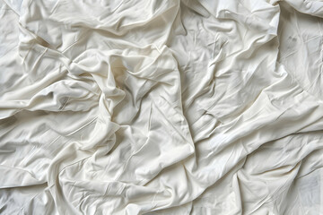 Obraz premium Crumpled white fabric texture showcasing soft folds and creases, ideal for backgrounds and designs