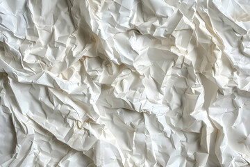 Obraz premium Crumpled white paper texture creating a soft, abstract background ideal for design and art projects