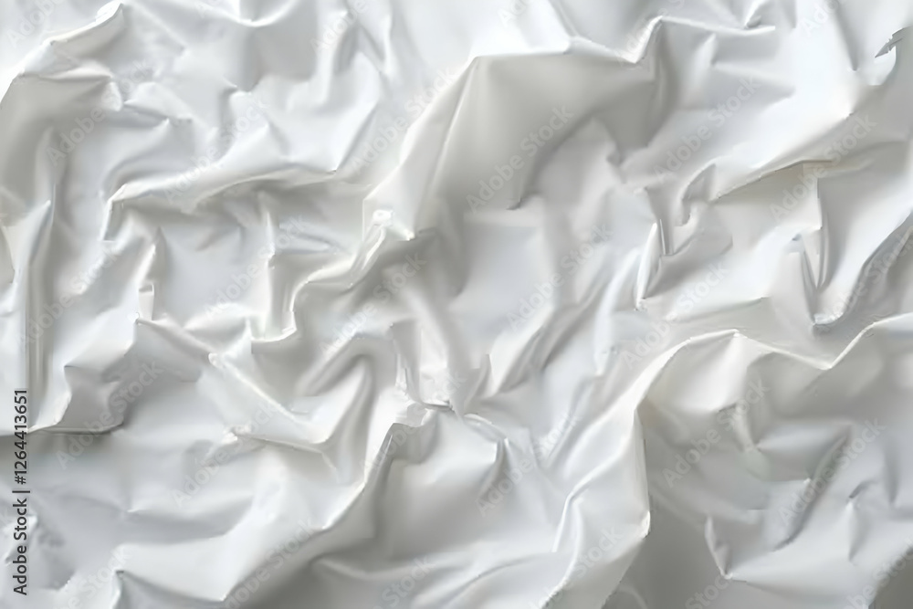 Poster crumpled white plastic sheet creating an abstract texture, suitable for backgrounds and design