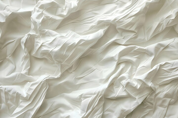 Obraz premium Crumpled white fabric texture showcasing intricate folds and shadows, ideal for backgrounds