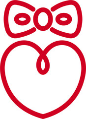 リボンが上に付いているハートのアイコン