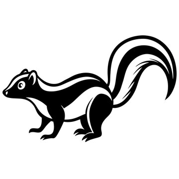 recommend clip art: Cute Silhouette Skunk Line Art Black Vector Carton Illustration