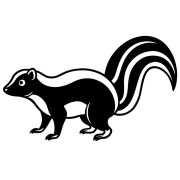 recommend clip art: Cute Silhouette Skunk Line Art Black Vector Carton Illustration