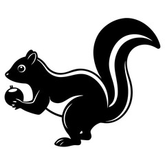 Cute Silhouette Skunk Line Art Black Vector Carton Illustration