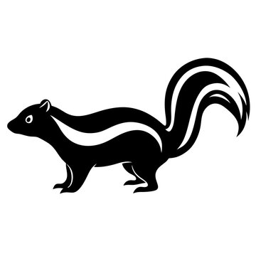 recommend clip art: Cute Silhouette Skunk Line Art Black Vector Carton Illustration