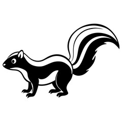 Obraz premium Cute Silhouette Skunk Line Art Black Vector Carton Illustration