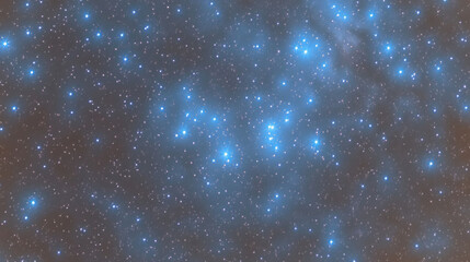 Obraz premium A dreamy festive background featuring a starry sky with blue light bokeh, creating a magical atmosphere for the holiday season. The soft glow and twinkling stars evoke feelings of celebration and joy