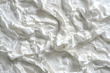 Obraz premium Crumpled white paper texture showcasing intricate folds and shadows, ideal for backgrounds (11)