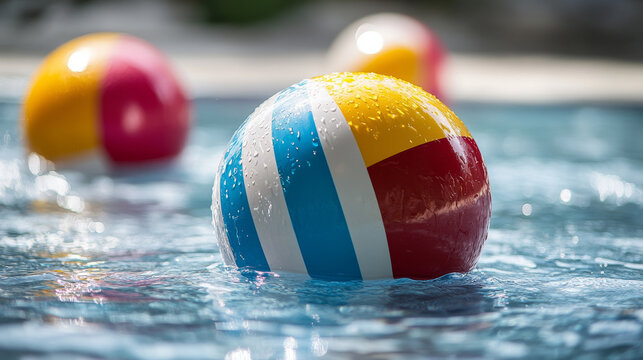 Inflatable beach ball, striped air balloon for play in water, swim pool or sea. Vector realistic set of bright rubber beachballs with different colors isolated on white background
