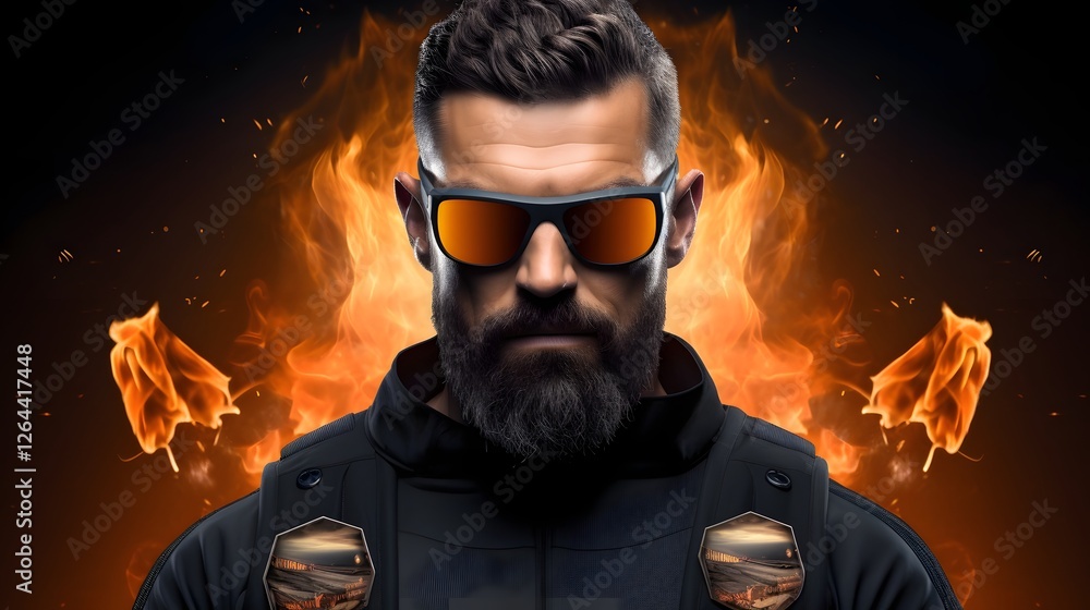 Aufkleber a person wearing futuristic augmented reality glasses with cybersecurity warnings and digital alerts