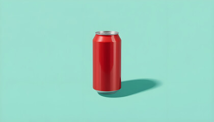Red Soda Can on Mint Green Background for Branding