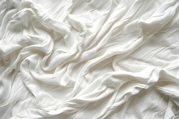 Fototapeta premium Elegant white silk fabric draped with soft folds, creating a smooth texture and subtle shine