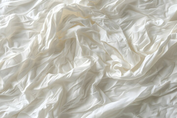 Obraz premium Soft, crumpled white fabric draping elegantly across a surface, creating a serene and calming atmosphere