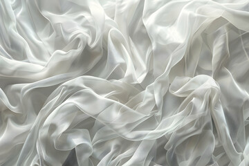 Fototapeta premium Soft, flowing white fabric draped elegantly, creating a serene and dreamy atmosphere, ideal for backgrounds