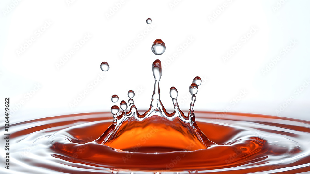 Aufkleber Stunning visual of a vibrant water splash with captivating red and orange hues showcasing the dynamic flow elegant motion and mesmerizing texture of the liquid in motion