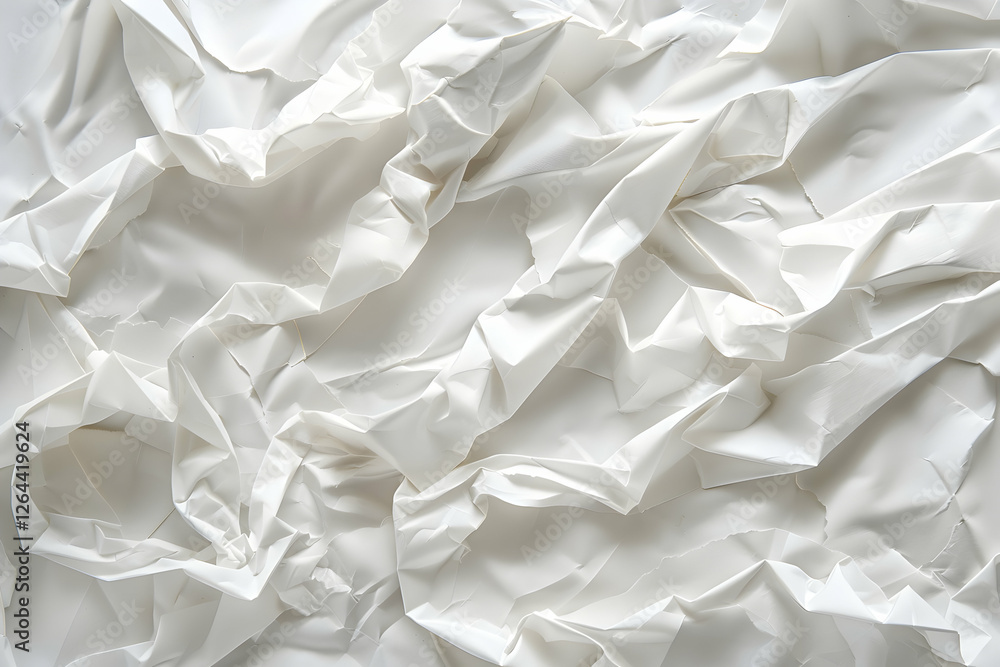 Poster Crumpled white fabric texture creating a soft, abstract background, ideal for design projects