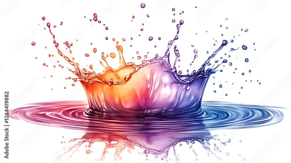 Poster vibrant abstract liquid splash with colorful flowing movement and shimmering droplet effect digital 