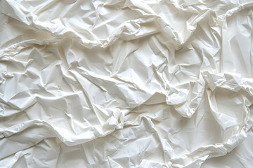 Obraz premium Crumpled white plastic sheet creating a textured background, ideal for product photography and design (1)