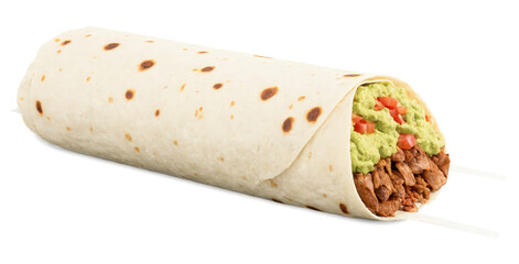 Burrito (Mexico) - A large flour tortilla filled with ingredients such as rice, beans, grilled meats, cheese, and guacamole, wrapped