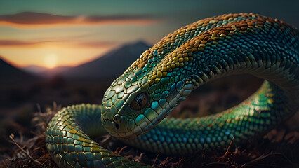 Fototapeta premium green snake view ai