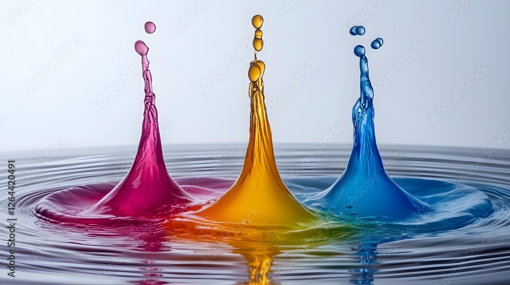 Aufkleber Vibrant and dynamic abstract art design featuring splashing waves of colorful liquid creating a playful fun and refreshing visual experience