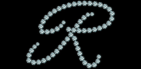 Silver Rhinestone Diamonds Alphabet Letter R Luxury Text Design Vector Illustration.	