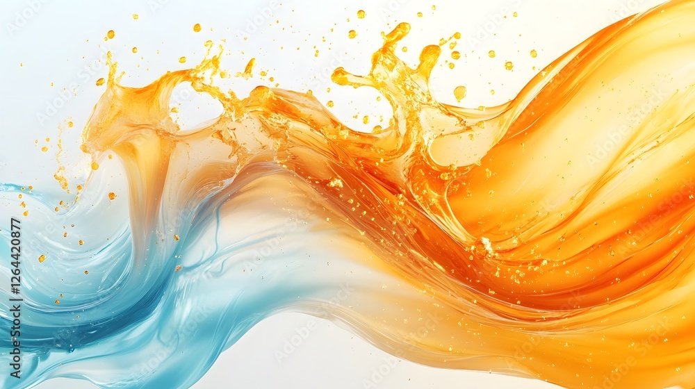 Leinwandbilder Vibrant and dynamic splash of colorful flowing liquid in a wave like motion creating an abstract background with swirls curves and a refreshing aquatic feel