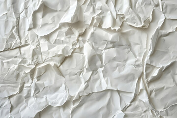 Obraz premium Crumpled white paper texture showcasing intricate folds, ideal for backgrounds and design projects