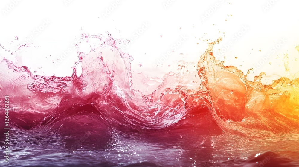 Aufkleber Vibrant dynamic abstract image of colorful liquid splash and waves in motion creating a captivating and ethereal visual effect  The fluid texture and energetic movement evoke a sense of energy