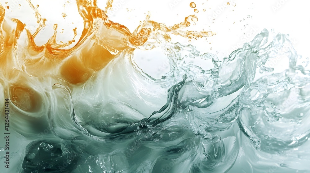 Fototapete Vibrant Fluid Dynamism   Colorful Splash of Energetic Water Movement with Swirling Waves and Erupting Droplets in a Captivating Abstract Design