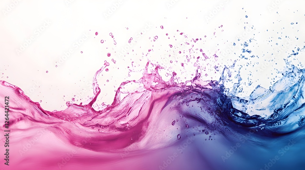 Poster vibrant fluid motion in a splashing digital abstract composition with colorful flowing waves dynamic