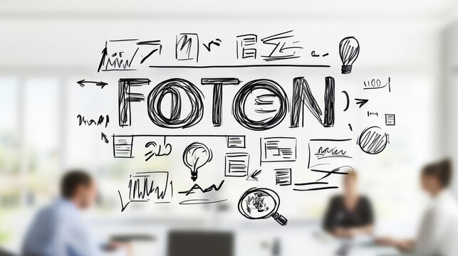 Creative Business Idea Concept with Foton Text and Sketch Elements