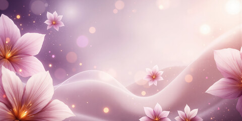 International Women's Day Radiance A sophisticated, abstract background unfolds in a harmonious blend of soft purples, gentle pinks, and luminous gold accents