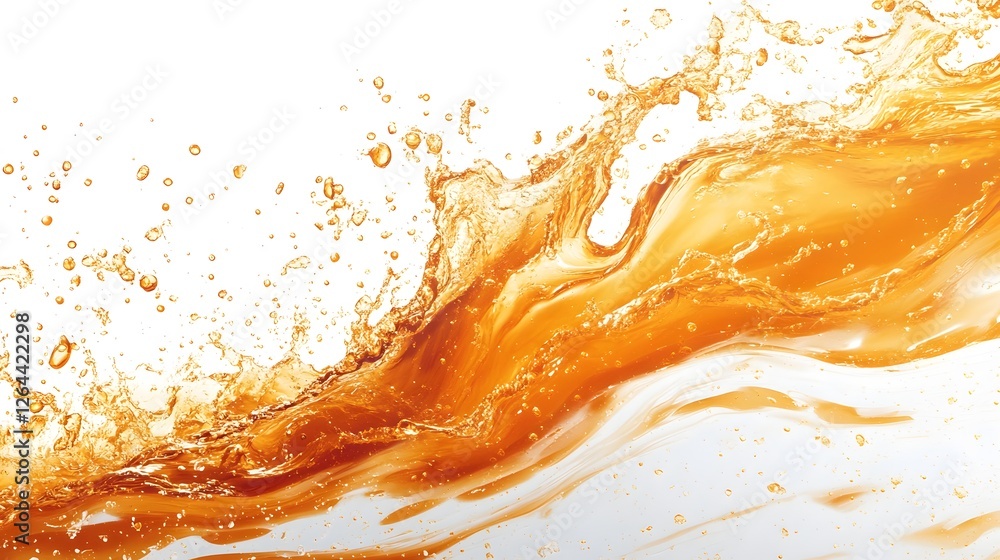 Leinwandbilder Vibrant Orange Liquid Splash with Dynamic Motion and Vivid Colors Creating Abstract Background for Digital Wallpaper or Design  The image showcases a high energy splash of liquid in a bright