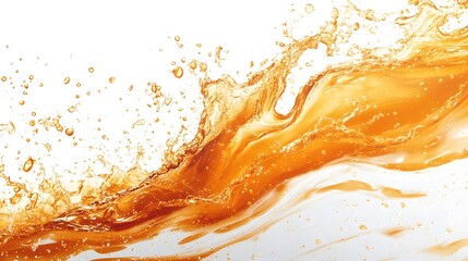 Fototapeta premium Vibrant Orange Liquid Splash with Dynamic Motion and Vivid Colors Creating Abstract Background for Digital Wallpaper or Design The image showcases a high energy splash of liquid in a bright