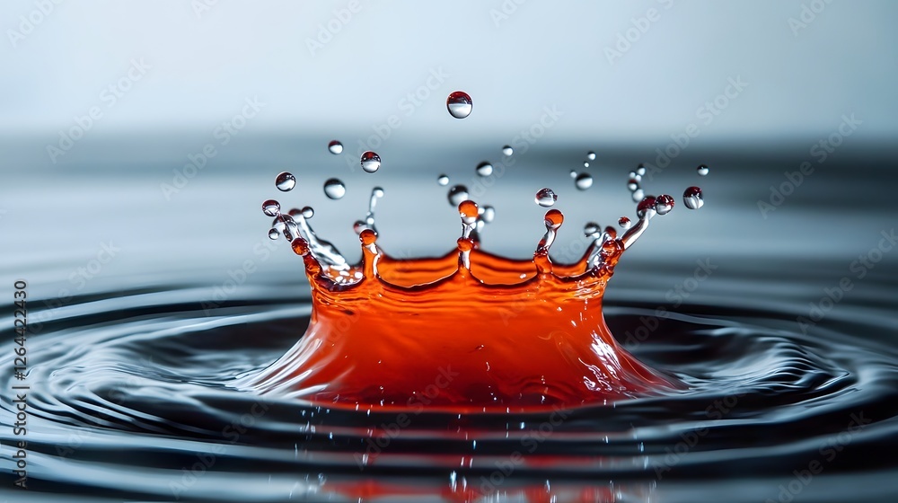 Aufkleber vibrant orange water splash with dramatic crown like droplet eruption creating a beautiful dynamic a