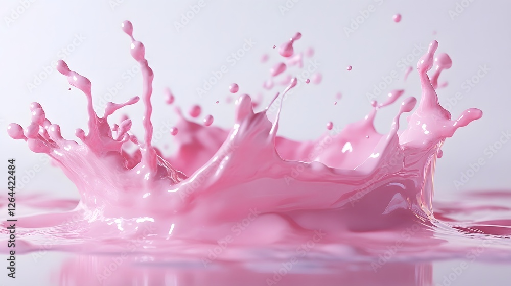 Poster Vibrant pink liquid splash in motion creating an experimental visual effect
