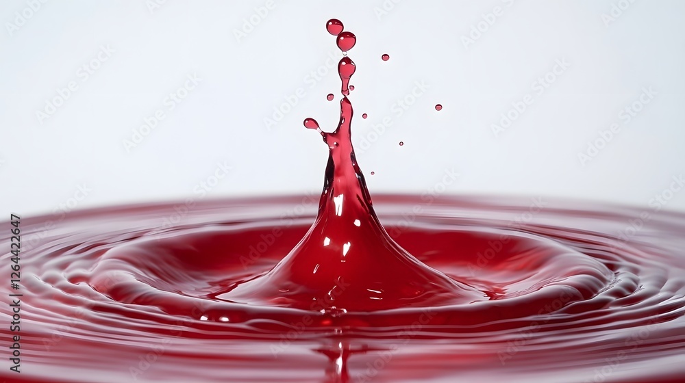 Poster vibrant red liquid splash with rippling waves and drips on abstract background dynamic fluid motion 