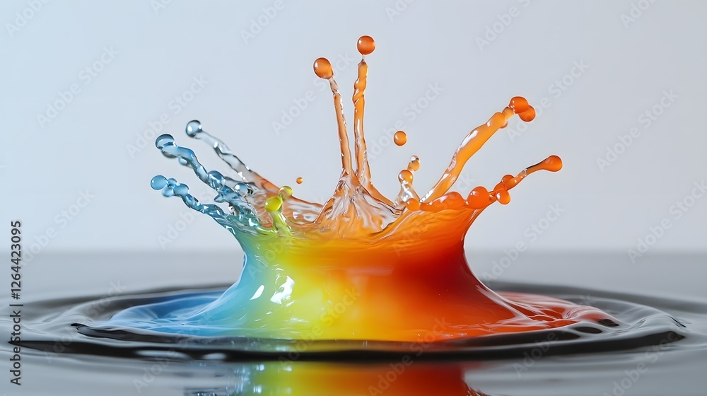 Aufkleber Vibrant splash of colored water creating an abstract dynamic and visually striking pattern showcasing the beauty and creativity of natural fluid motion and science