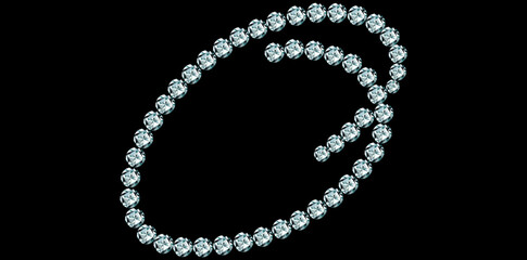 Silver Rhinestone Diamonds Alphabet Letter O Luxury Text Design Vector Illustration.	